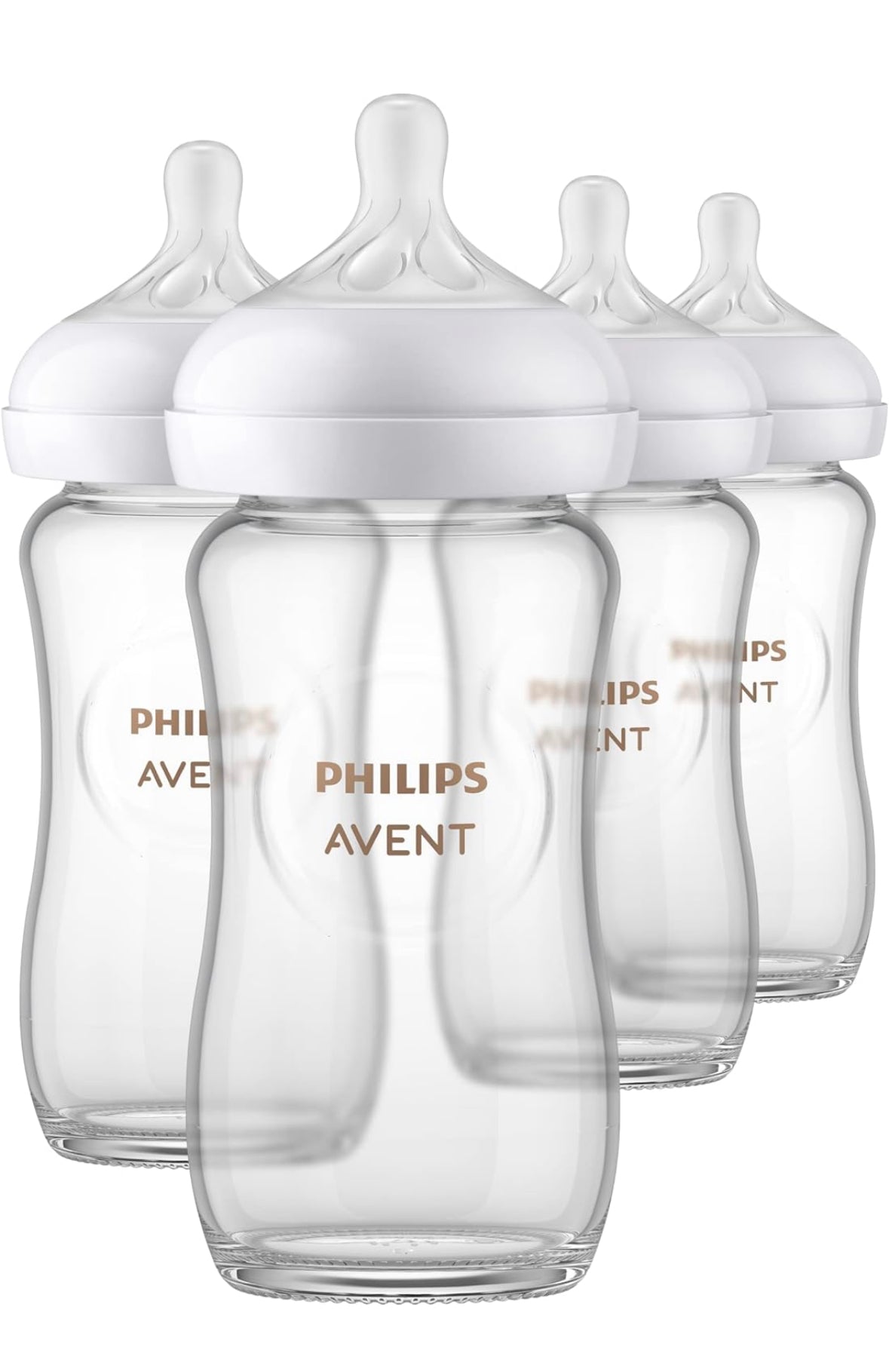 Philips AVENT Glass Natural Baby Bottle with Natural Response Nipple, Clear, 8oz, 4pk