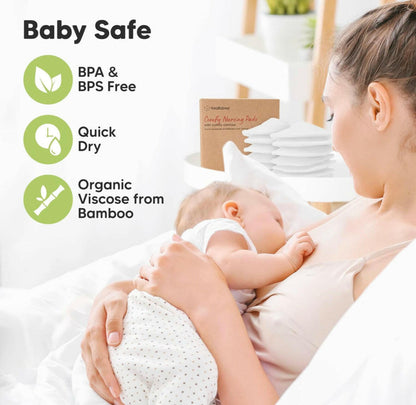 Organic Bamboo Nursing Breast Pads - 14 Washable Pads + Wash Bag
