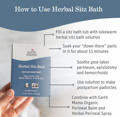 Earth Mama Herbal Sitz Bath - Soothing Sitz Bath for Hemorrhoids (6-Count)