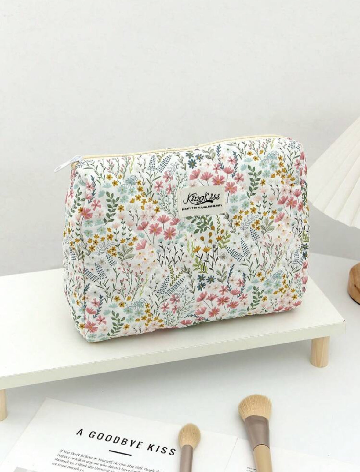 Green Quilted Makeup & Toiletry Travel Bag (3 Pcs)
