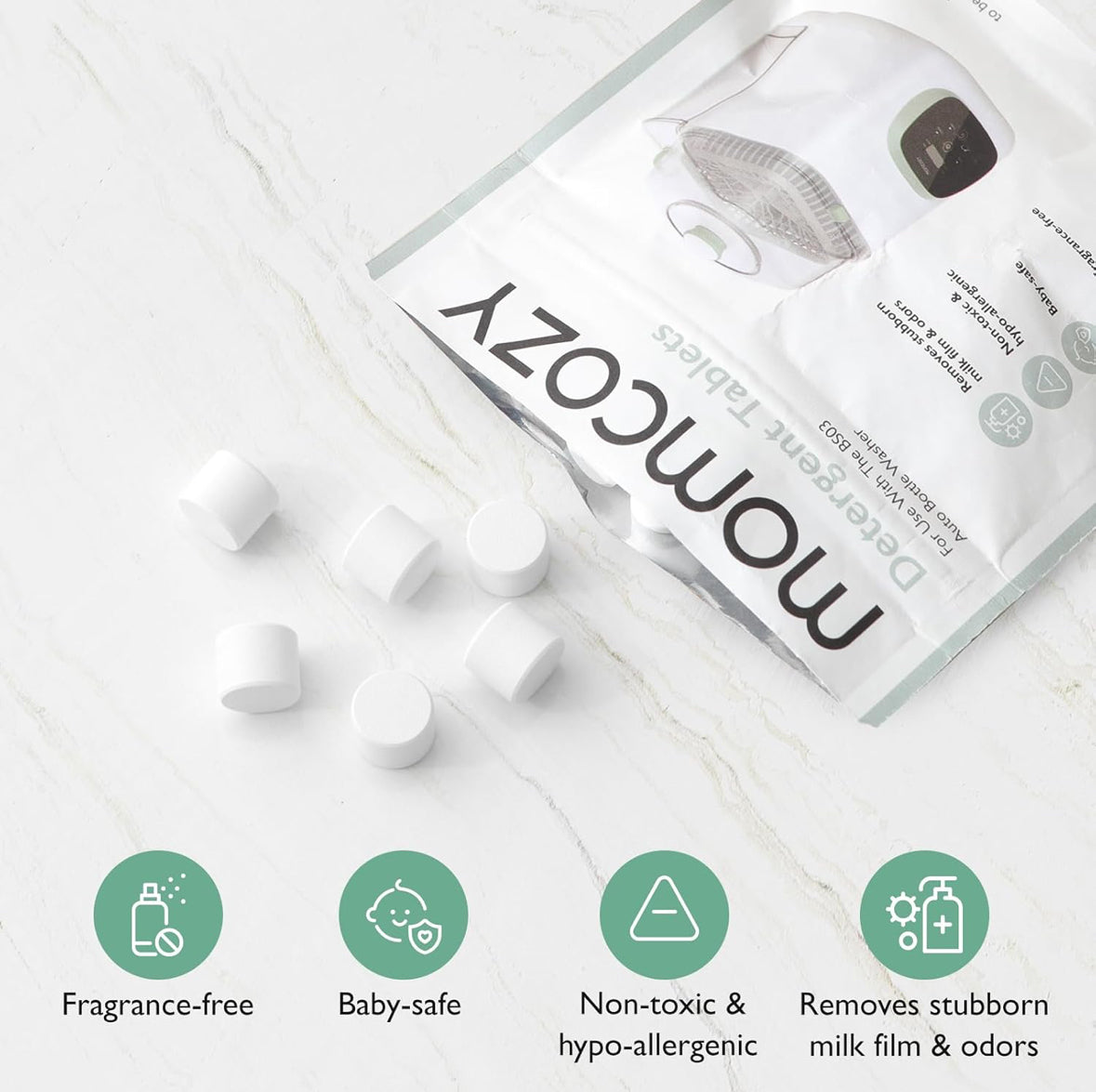 Momcozy Washing Block for Momcozy KleanPal Pro Baby Bottle Washer (60 Tablets)