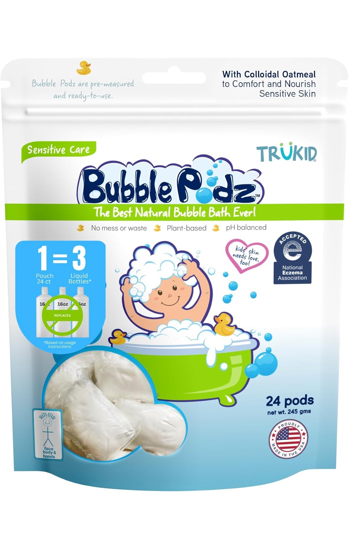 TruKid Bubble Podz Bubble Bath for Baby & Kids, (24 Podz)