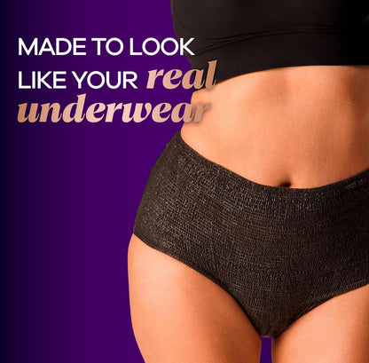 Always Discreet Boutique Incontinence and Postpartum Underwear Large (Black, 18 Count)