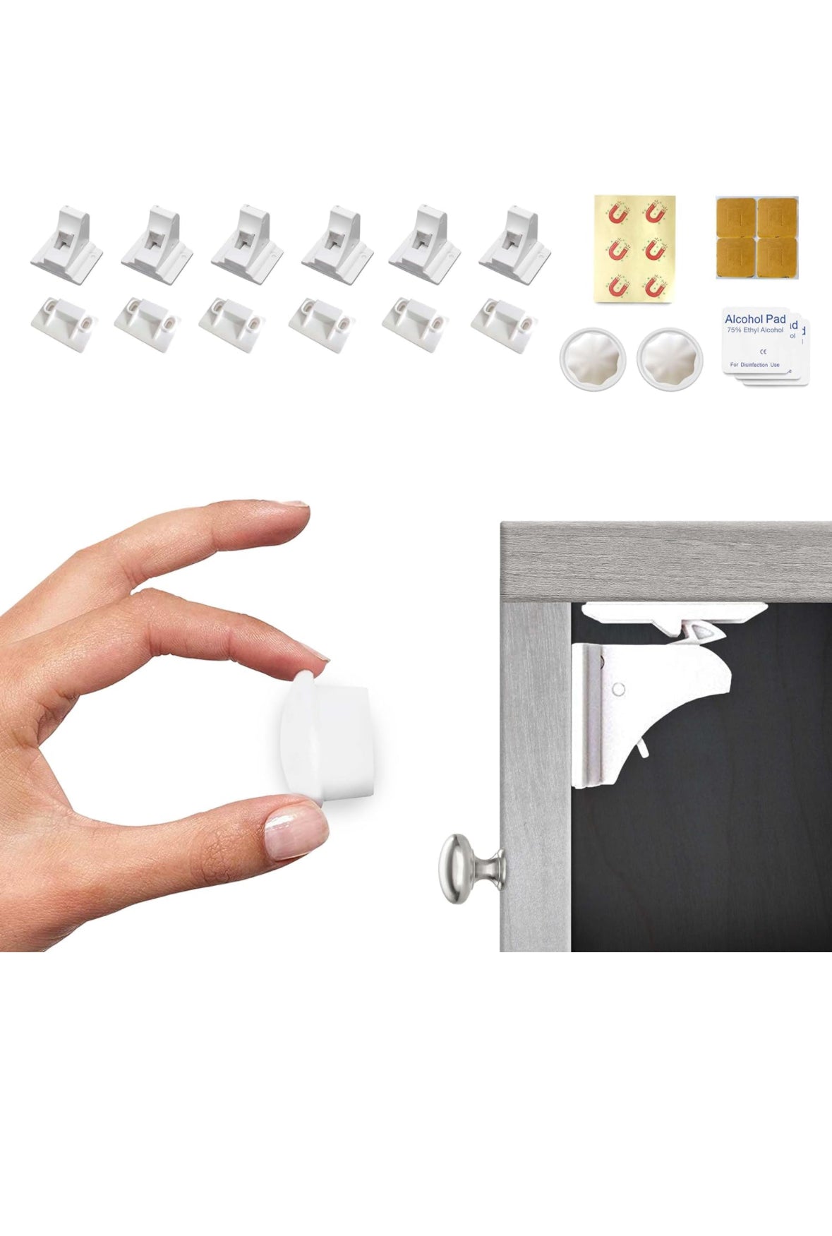 Eco-Baby Child Safety Magnetic Cabinet and Drawer Locks for Proofing Kitchen 6 Pack Child Latches