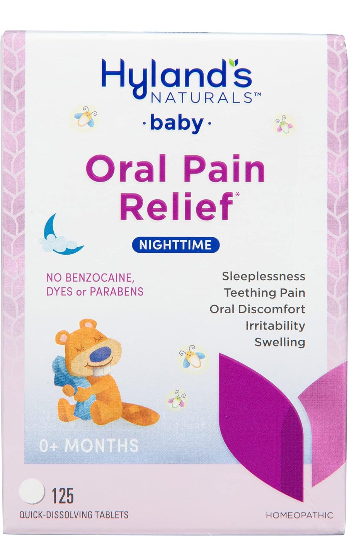 Hyland's Baby Nighttime Soothing Tablets with Chamomilla, Natural Relief of Oral Discomfort, Irritability, and Swelling, 125 Count