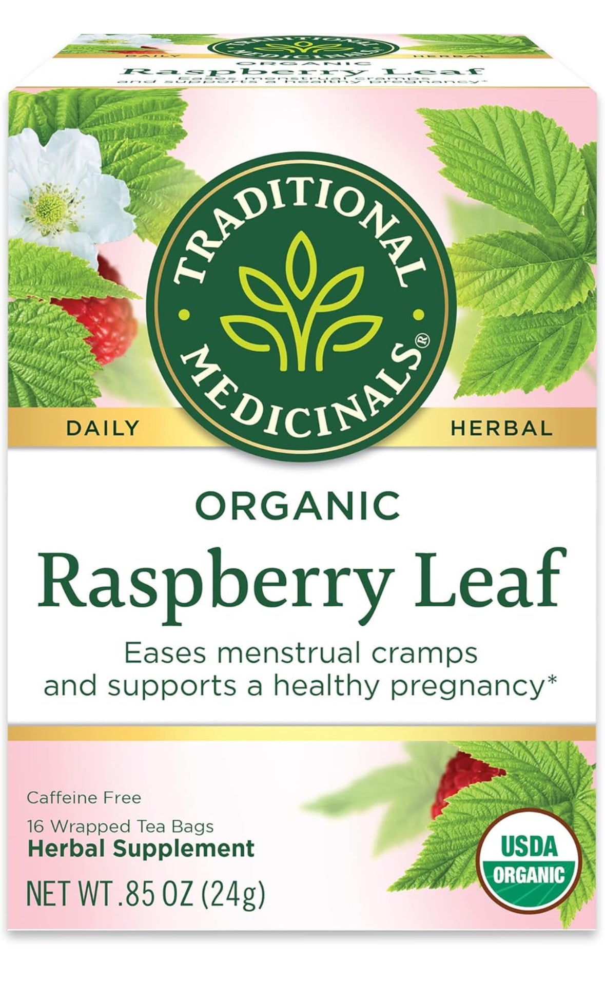 Traditional Medicinals Organic Raspberry Leaf Tea, Supports Healthy Pregnancy and Soothes Menstrual Cramps