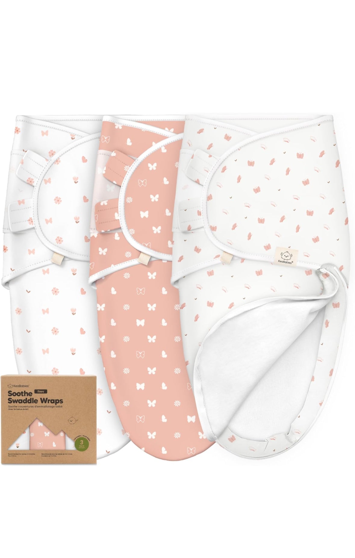 3-Pack Soothe Zippy Swaddle Wrap (Butterflies)