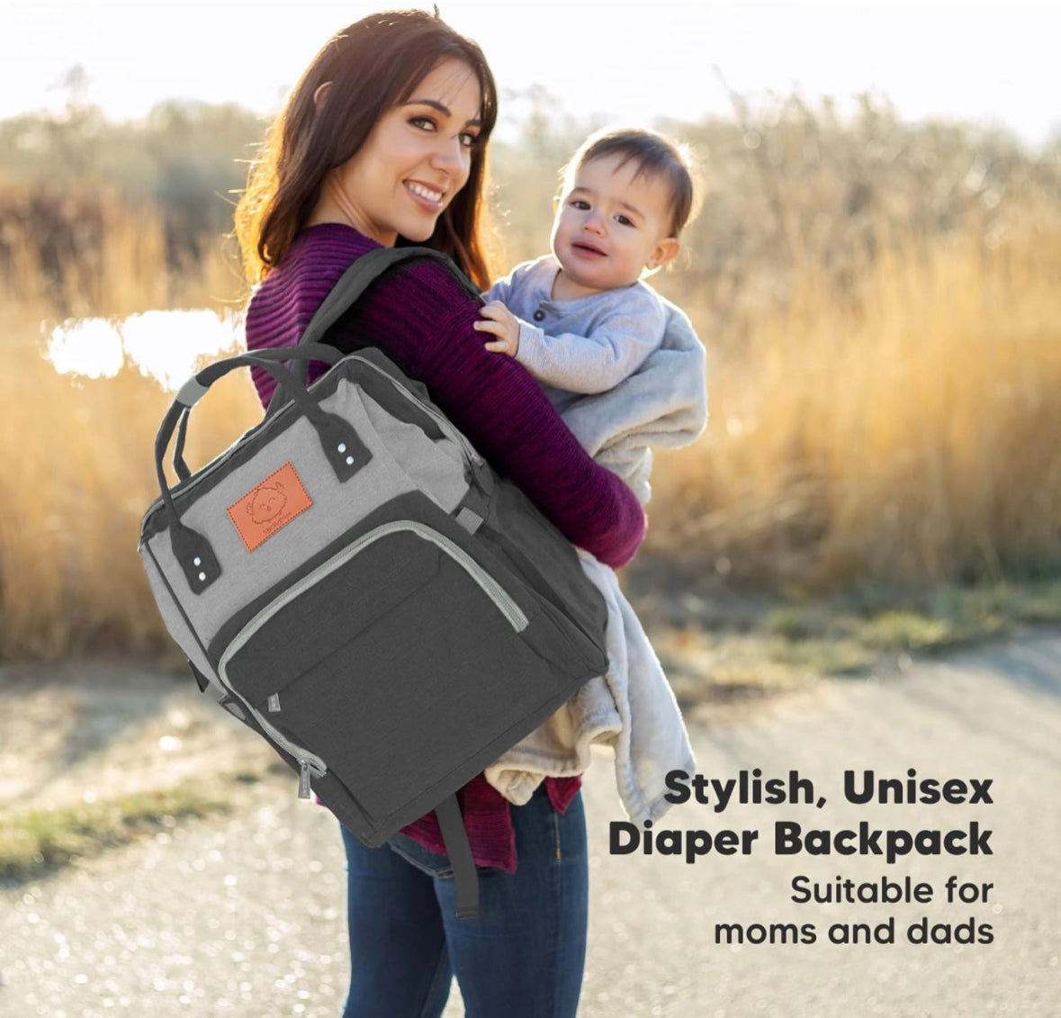 KeaBabies Diaper Bag Backpack, Waterproof Multi Function Baby Travel Bags.
