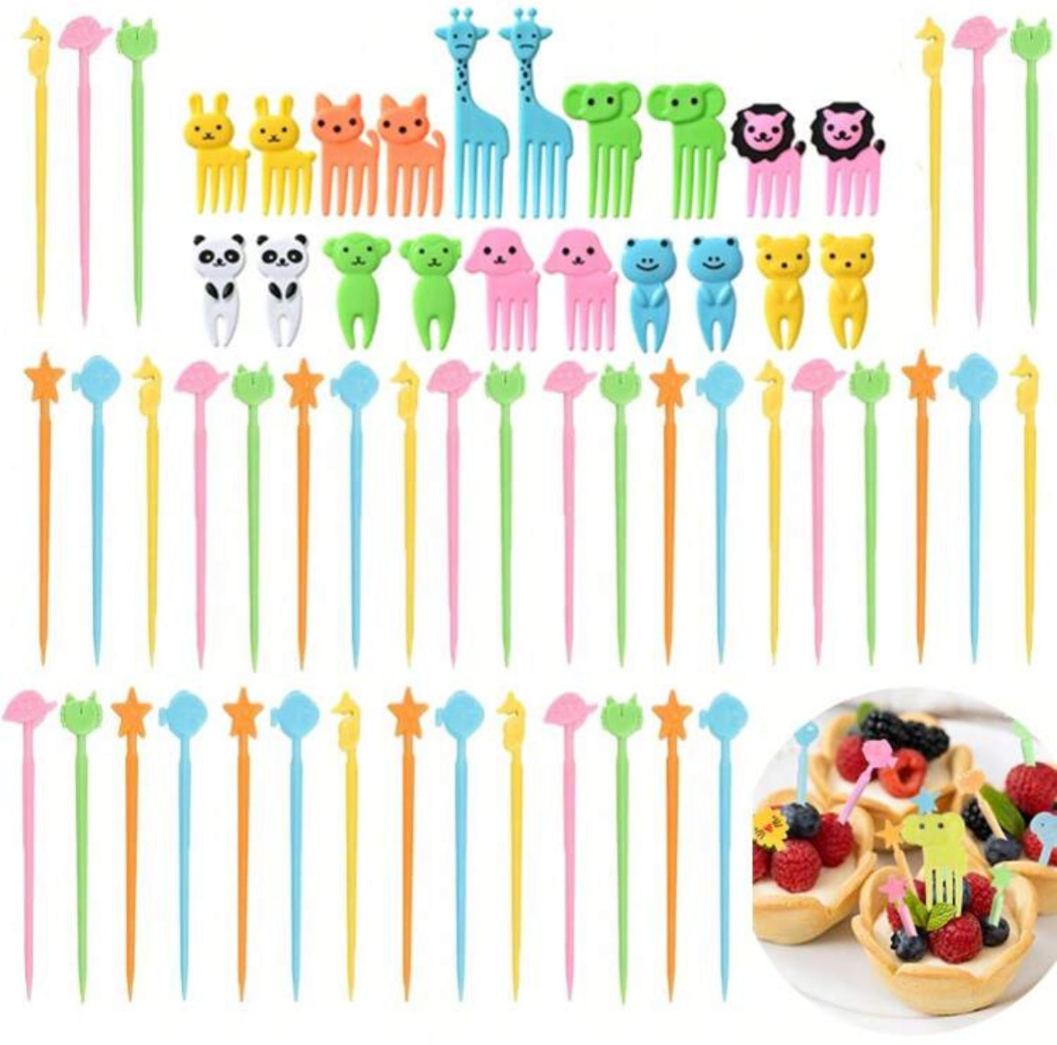 Cute Animal Food Picks Set (60 Pcs)