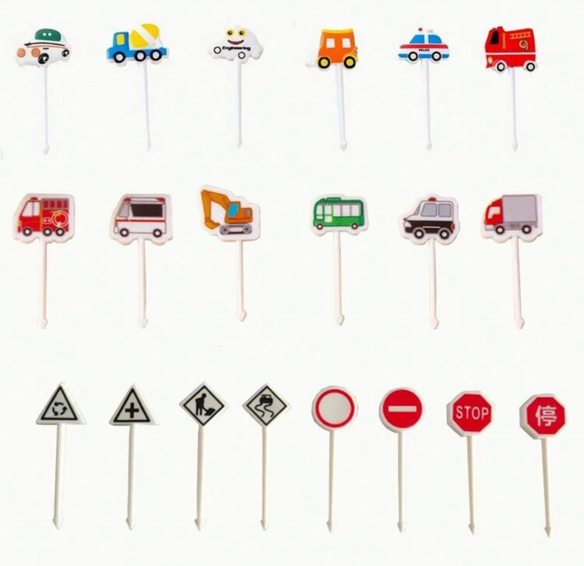 Cute Cartoon Food & Fruit Picks Set (20 Pcs)