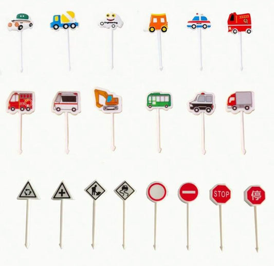 Cute Cartoon Food & Fruit Picks Set (20 Pcs)