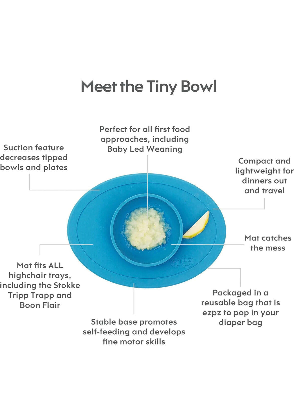 ezpz Tiny Bowl - 100% Silicone Suction Bowl with Built.