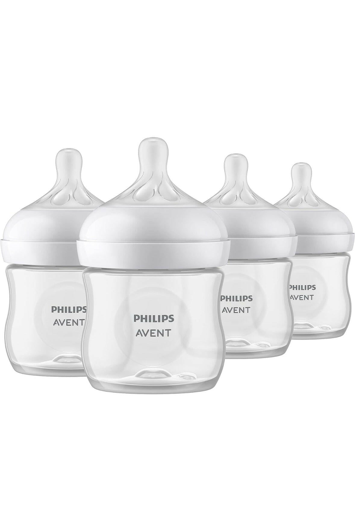زجاجة فيليبس أفينت الطبيعية للأطفال مع حلمة الاستجابة الطبيعية، شفافة، 4 أونصة، 4 قطع