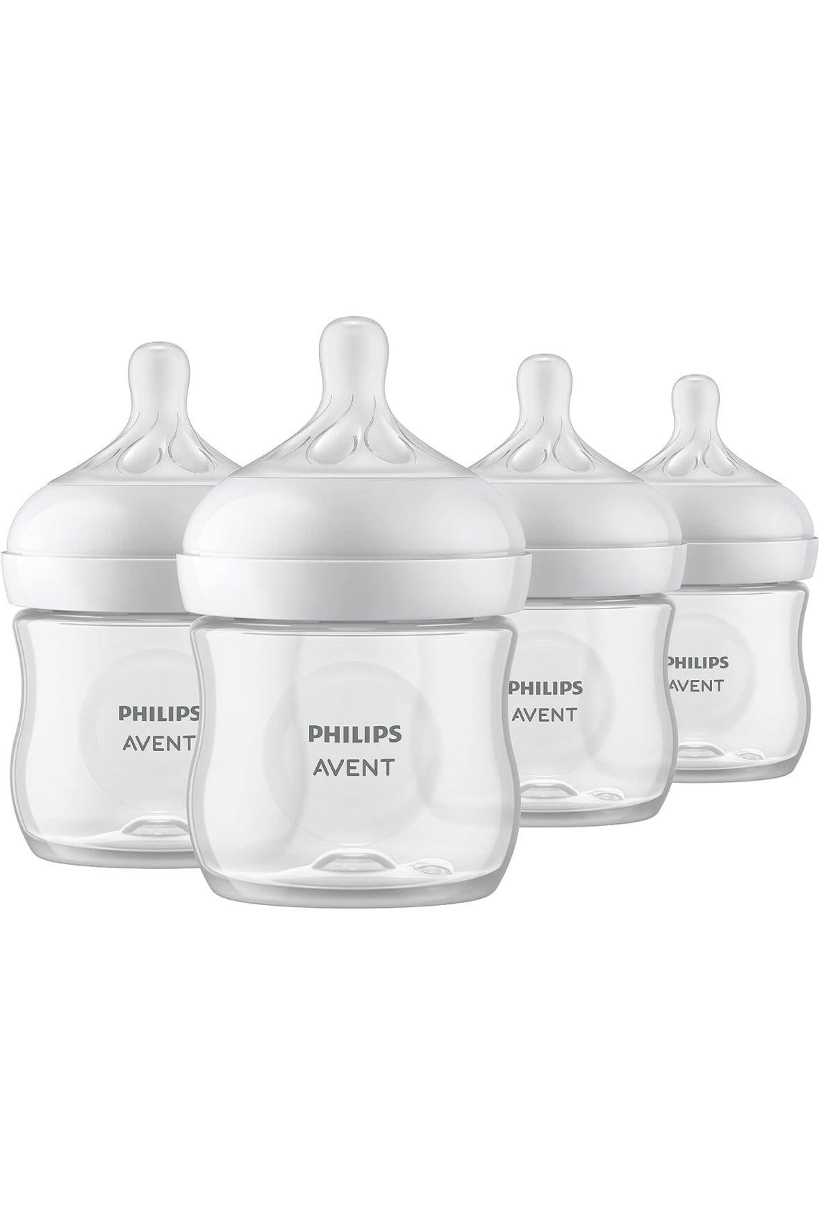 Philips AVENT Natural Baby Bottle with Natural Response Nipple, Clear, 4oz, 4pk.