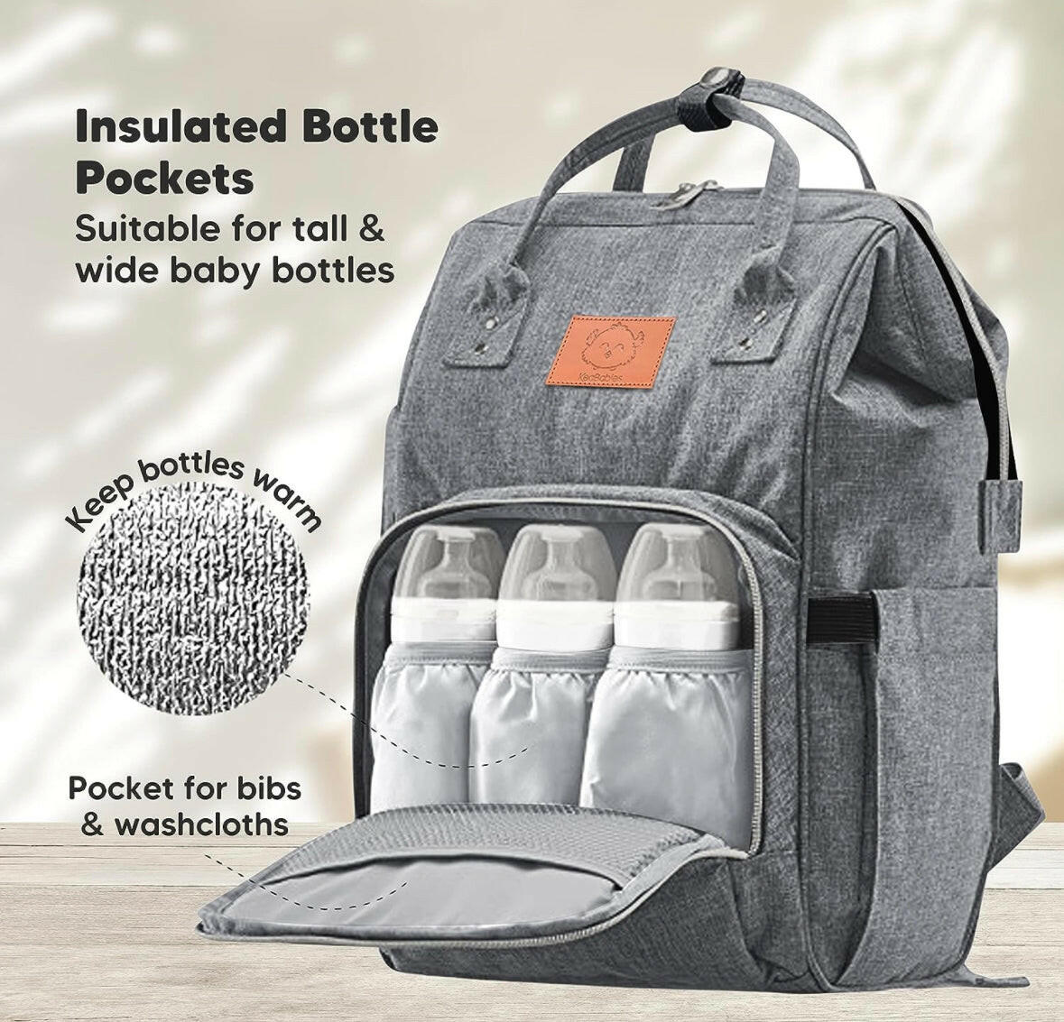 KeaBabies Diaper Bag Backpack, Waterproof Multi Function Baby Travel Bags.