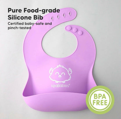 2-Pack Baby Silicone Bibs, Waterproof.