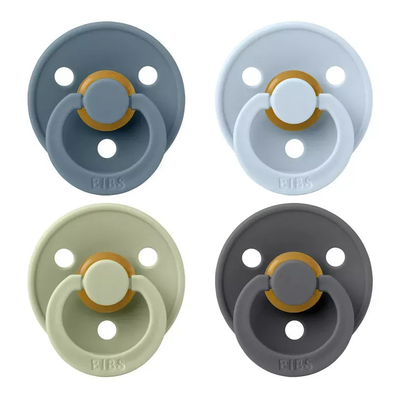BIBS Round Pacifier Colour Latex - Size 1 (4 Pack)
