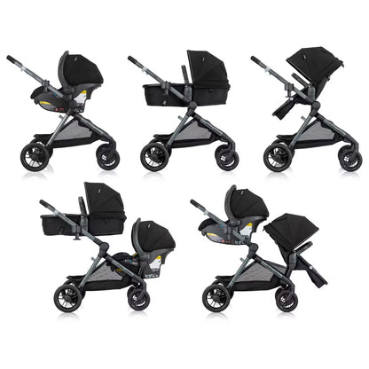 Evenflo Pivot Xpand Modular Travel System with LiteMax Infant Car Seat (Ayrshire Black)