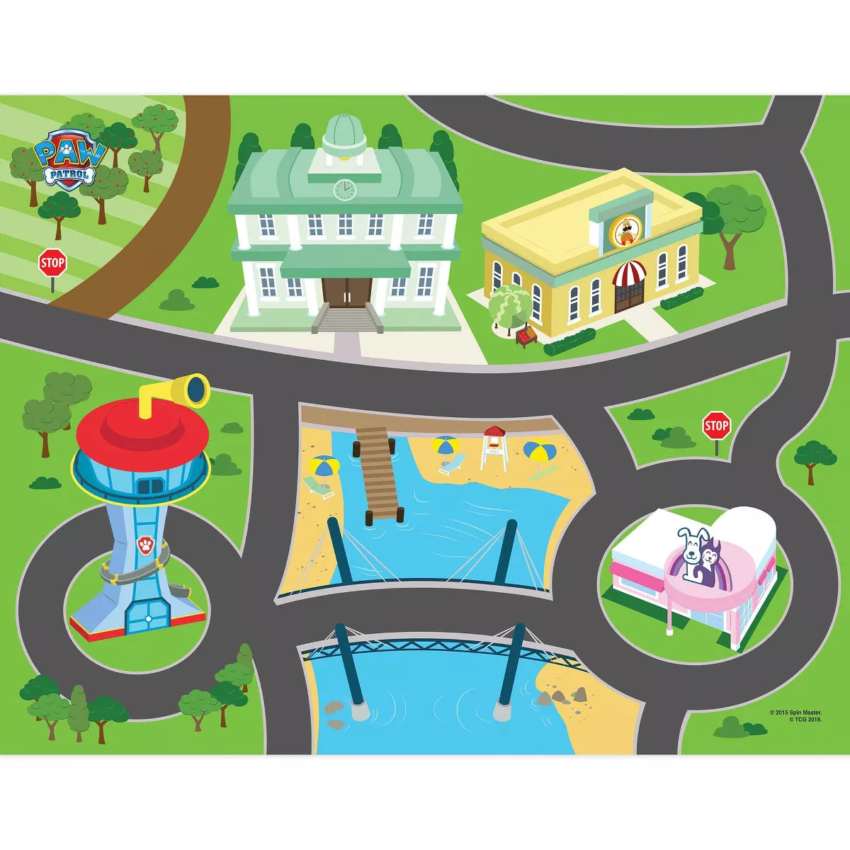 Paw Patrol - Deluxe Imaginmat Adventure Bay Playmat with Toy Car - 30.5 x 20.5 Inches
