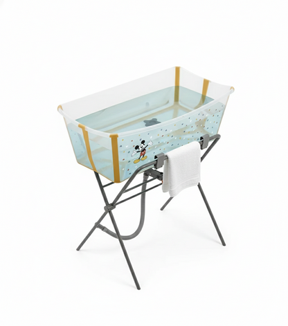 Stokke Flexi Bath Mickey + Foldable Stand Bundle White Grey