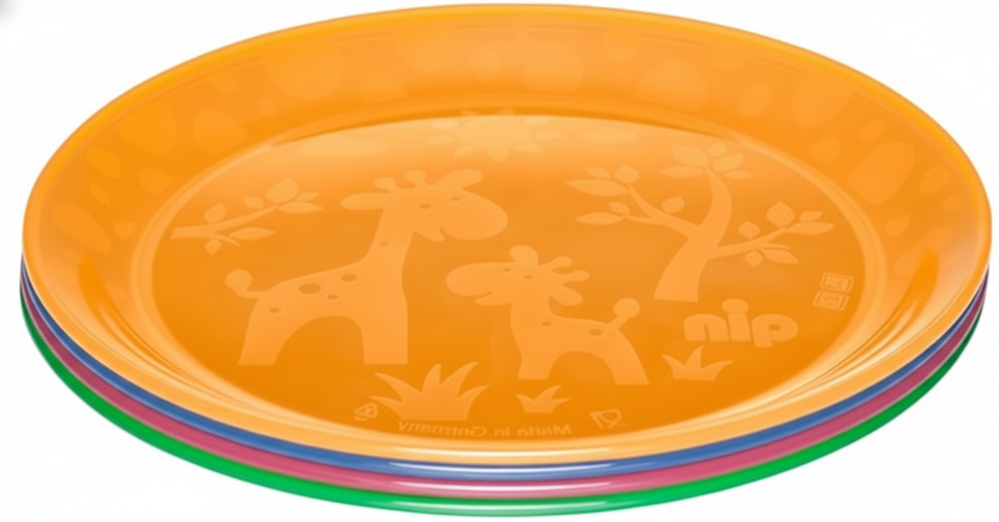 Nip Baby Food Plate For Toddlers Giraffe Multicolor (4 Pcs)