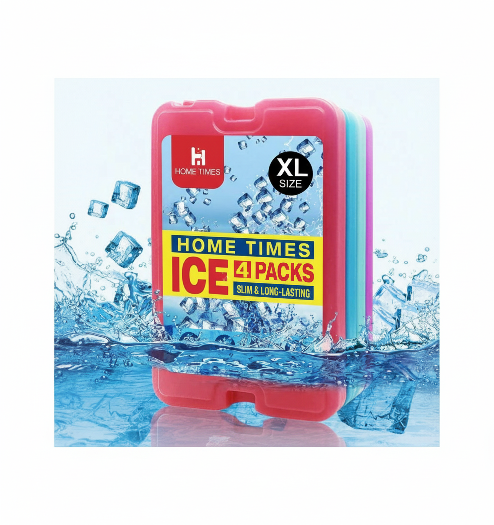 Slim Reusable Ice Packs – Quick Freeze, Space-Saving for Lunch Boxes & Coolers - Pack of 4