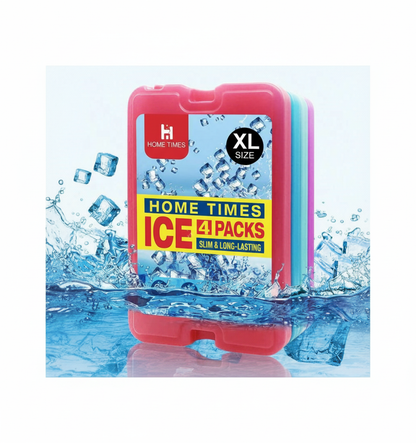 Slim Reusable Ice Packs – Quick Freeze, Space-Saving for Lunch Boxes & Coolers - Pack of 4