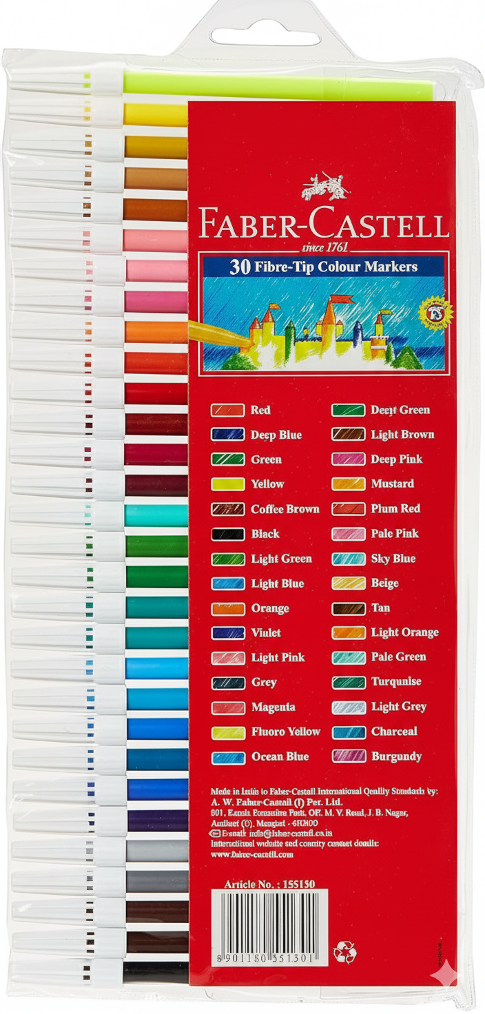 Faber Castell Fibre Tip Color Pen (30 Pcs)