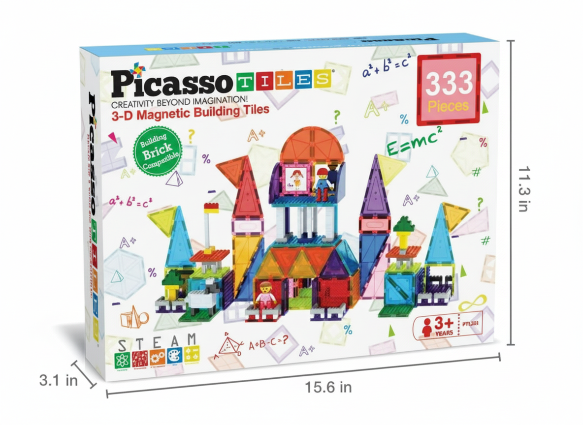 Picasso Magnetic 3D Bricks Tiles (333 Pcs)