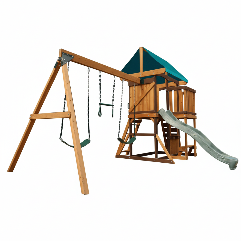 Mountpeak Logan Swing Set & Playhouse With Balcony