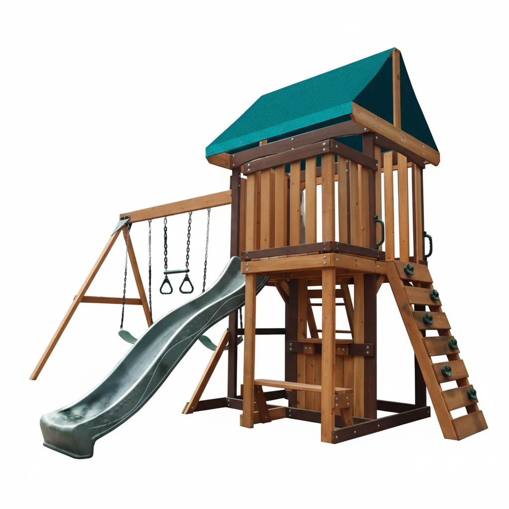 Mountpeak Logan Swing Set & Playhouse With Balcony