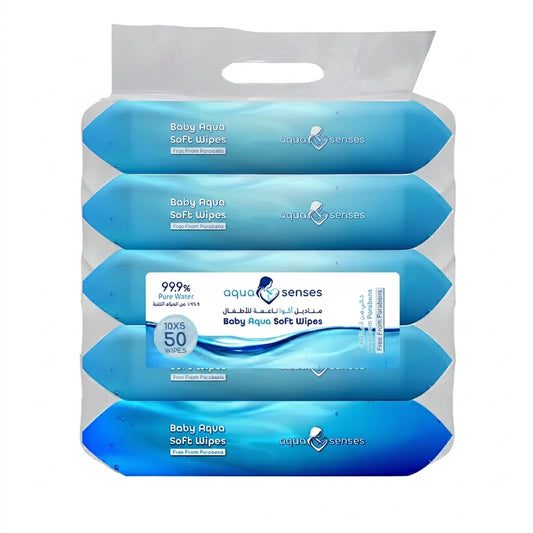 Aqua Senses Premium Baby Wipes (10pcs) - Pack of 5