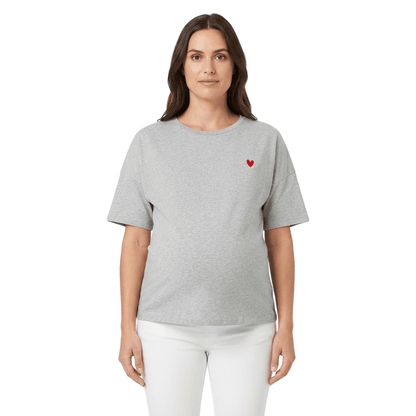 Become a Mom Mama Heart Short Sleeve Tee (Grey)