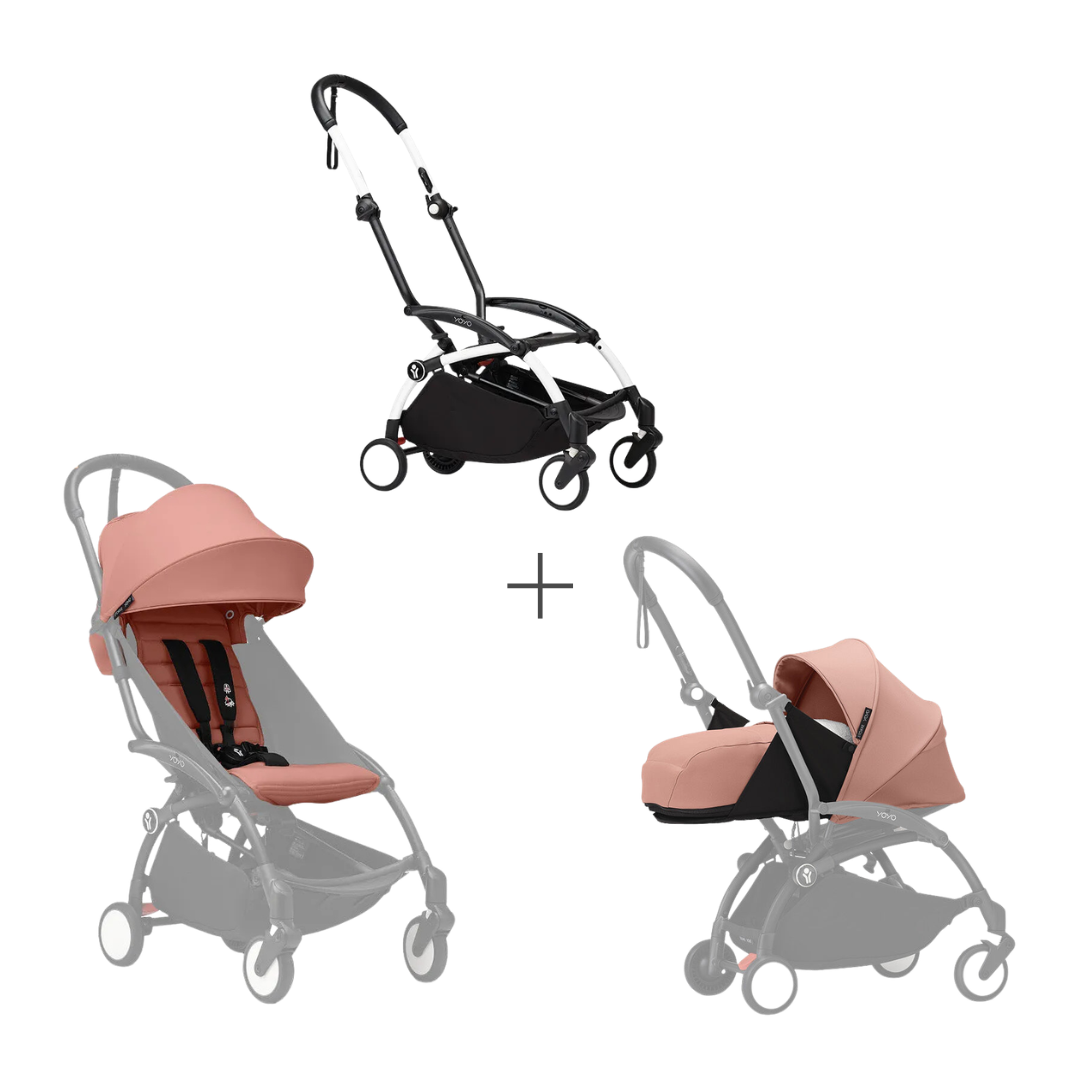 Stokke YOYO3 Frame White + Newborn Pack& 6+ Color Pack Bundle