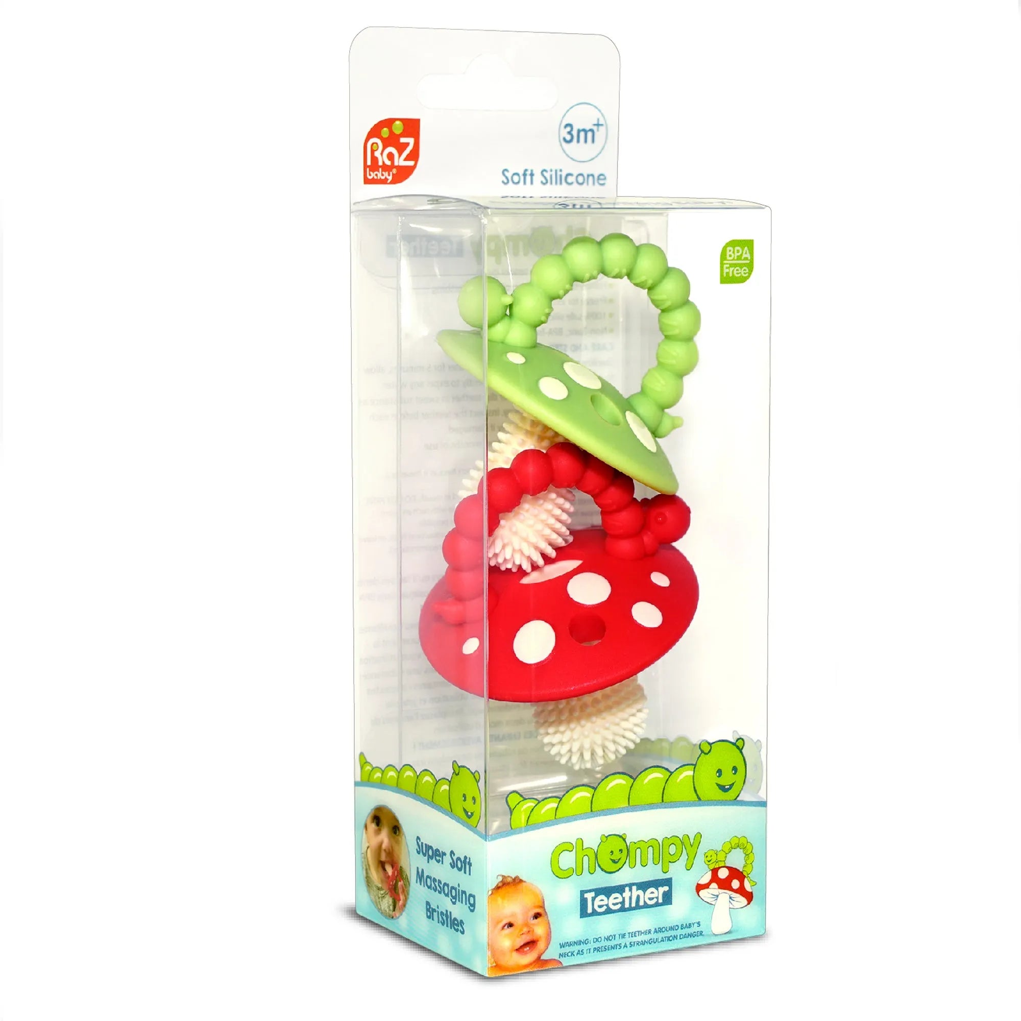 RaZbaby Chompy Teether Soft Silicone Teething Toy for Infants & Babies (3Months+)