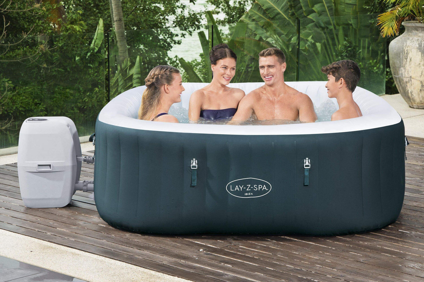 Bestway Lay-Z Spa Ibiza EnergySense AirJet 6 Dark Green Square (71" x 71" x 26"/1.80m x 1.80m x 66 Cm)
