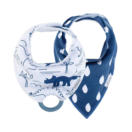 Dr. Brown's Super Soft & Absorbent Baby Bandana Bib with Snap-On Teether - Pack of 2