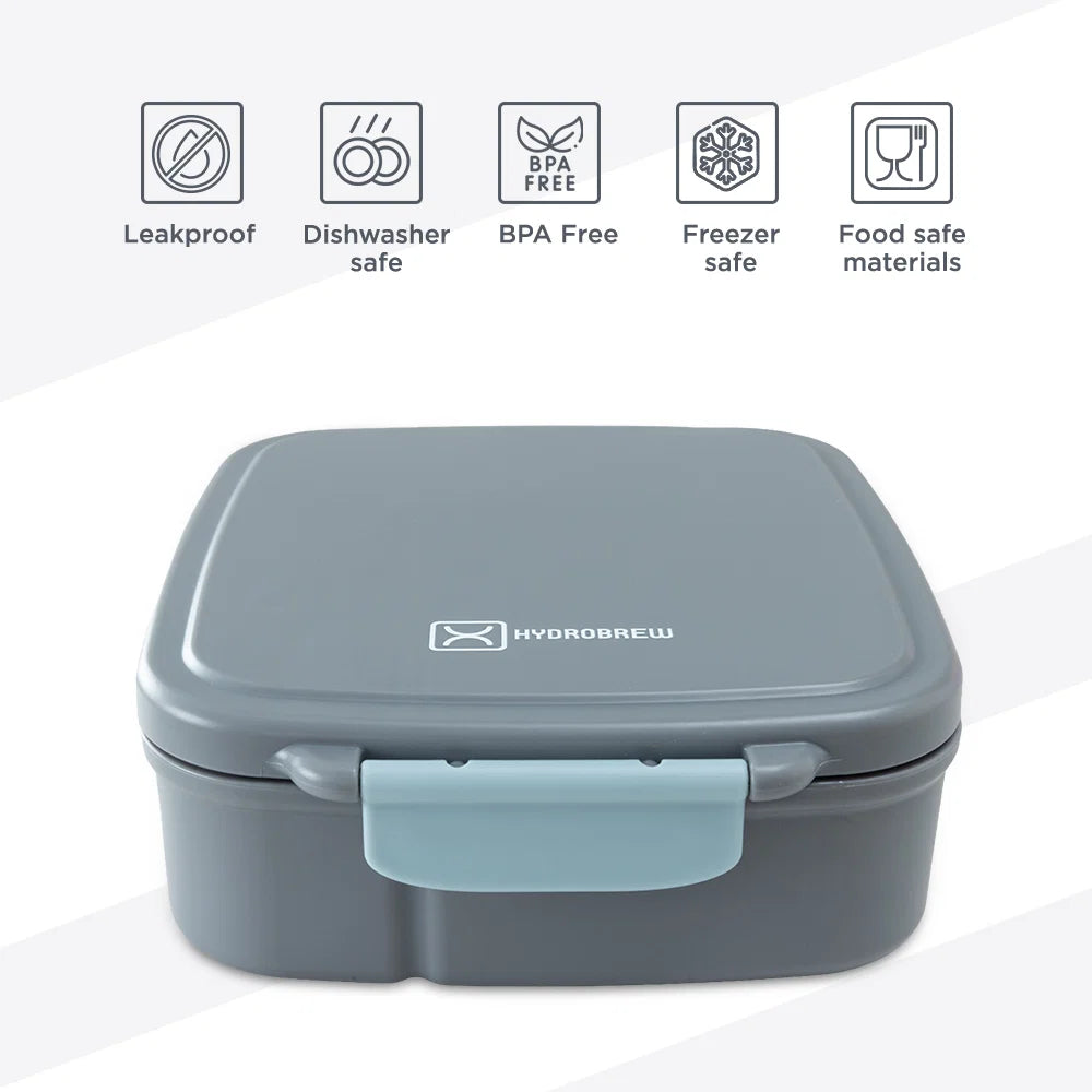 Hydrobrew Mega Flex Bento Lunch Box (1864ml) Leakproof Lunch Container With Integrated (250ml) l Insulated Food Jar