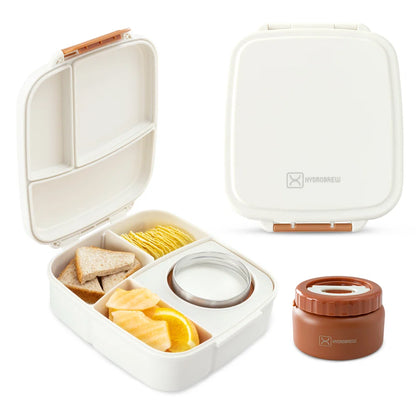 Hydrobrew Mega Flex Bento Lunch Box (1864ml) Leakproof Lunch Container With Integrated (250ml) l Insulated Food Jar