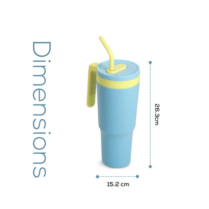 Hydrobrew Fresh Flip Straw Tumbler W/ Ceramic Inside (1200ml, Blue)