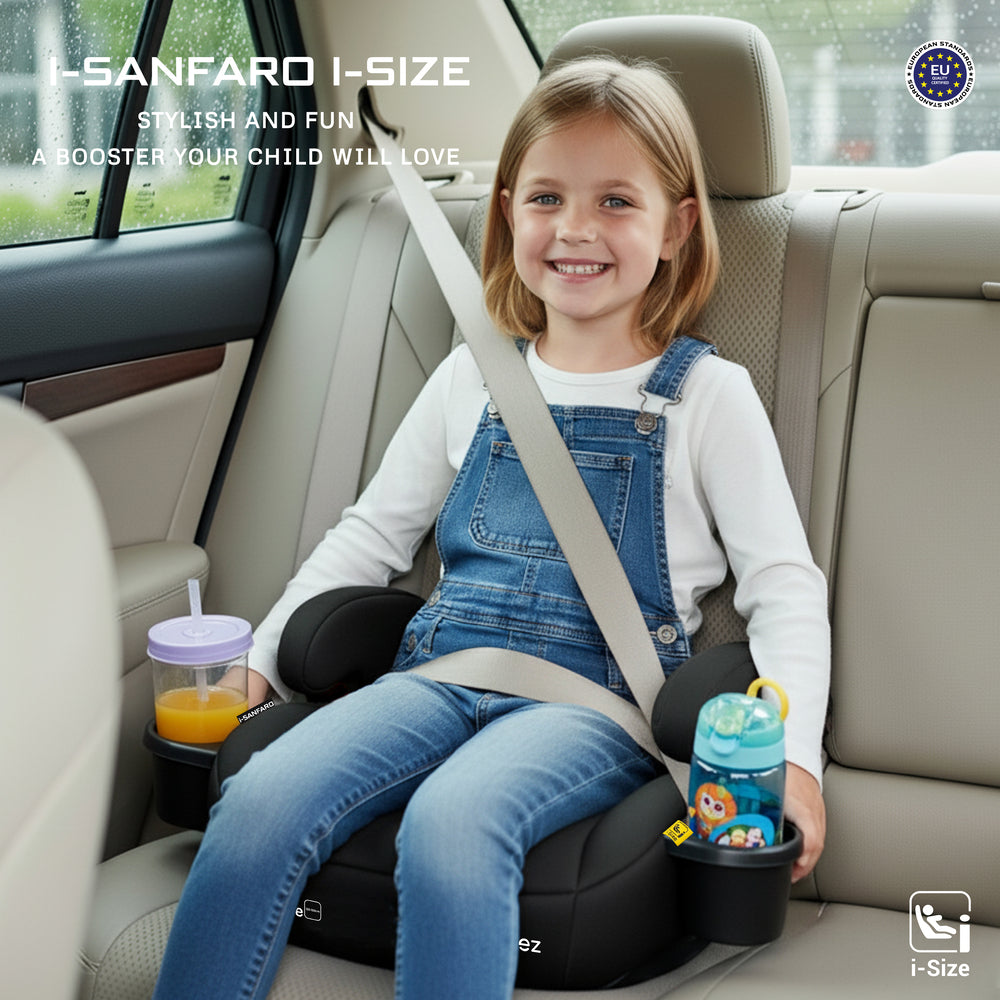 نيوبريز I-سانفارو مقعد سيارة معزز بدون مسند ظهر بنظام تثبيت ISOFIX بمعيار I-Size