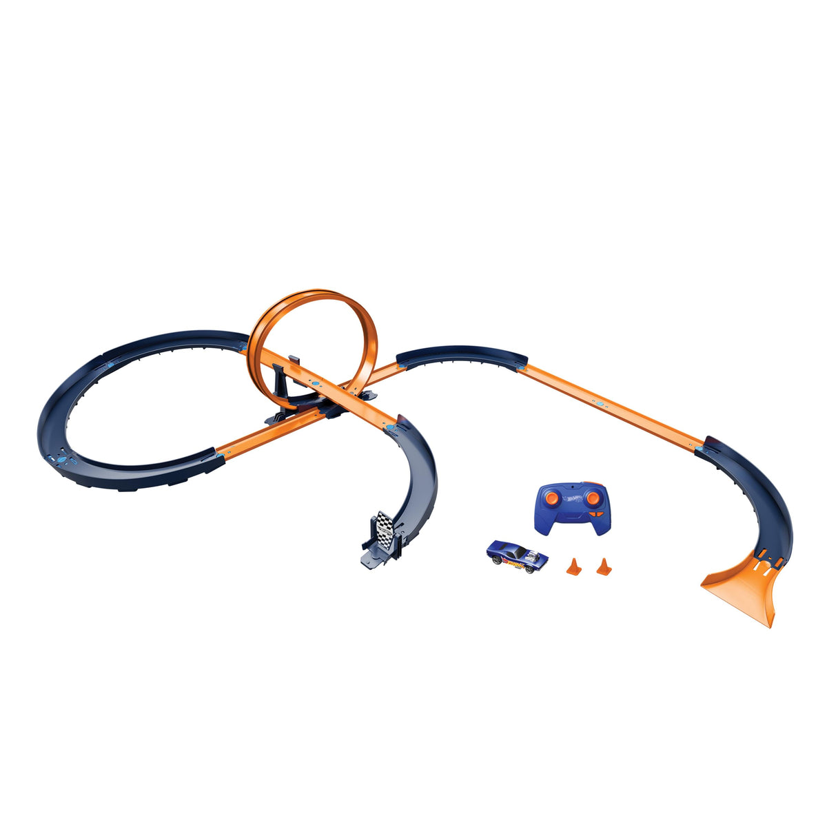 Hot Wheels RC Speed Challenge Track Set with 1:64 Scale RC Car – 30+ Pieces