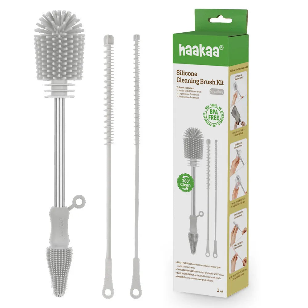 Haakaa Double-Ended Silicone Cleaning Brush Kit