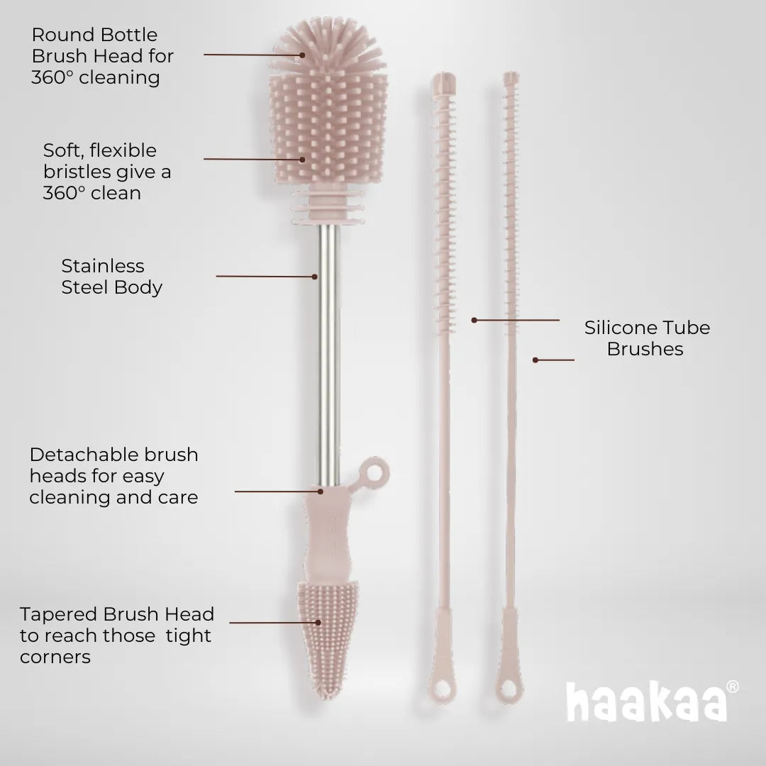 Haakaa Double-Ended Silicone Cleaning Brush Kit