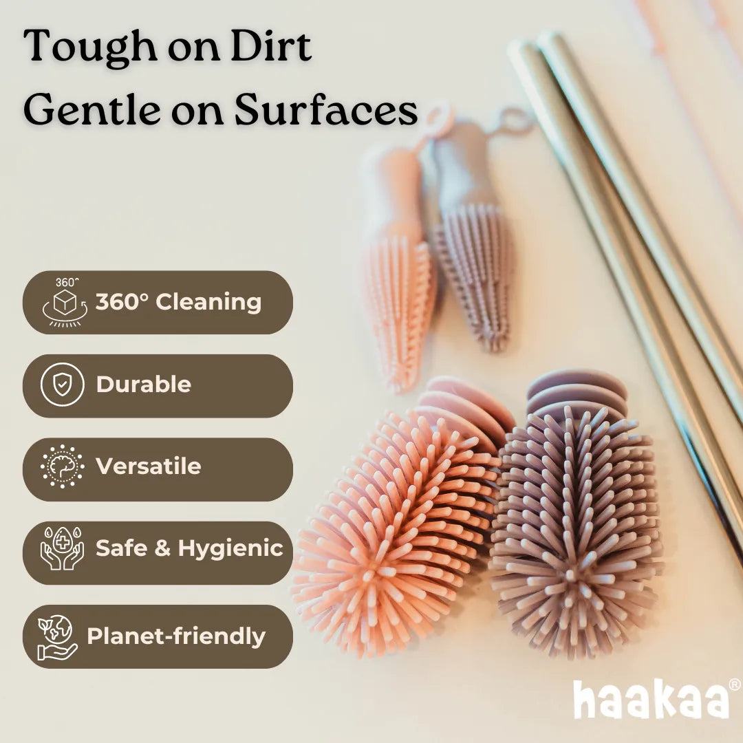 Haakaa Double-Ended Silicone Cleaning Brush Kit