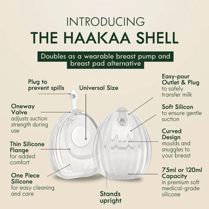 Haakaa Shell Wearable Manual Silicone Breast Pump (120ml)