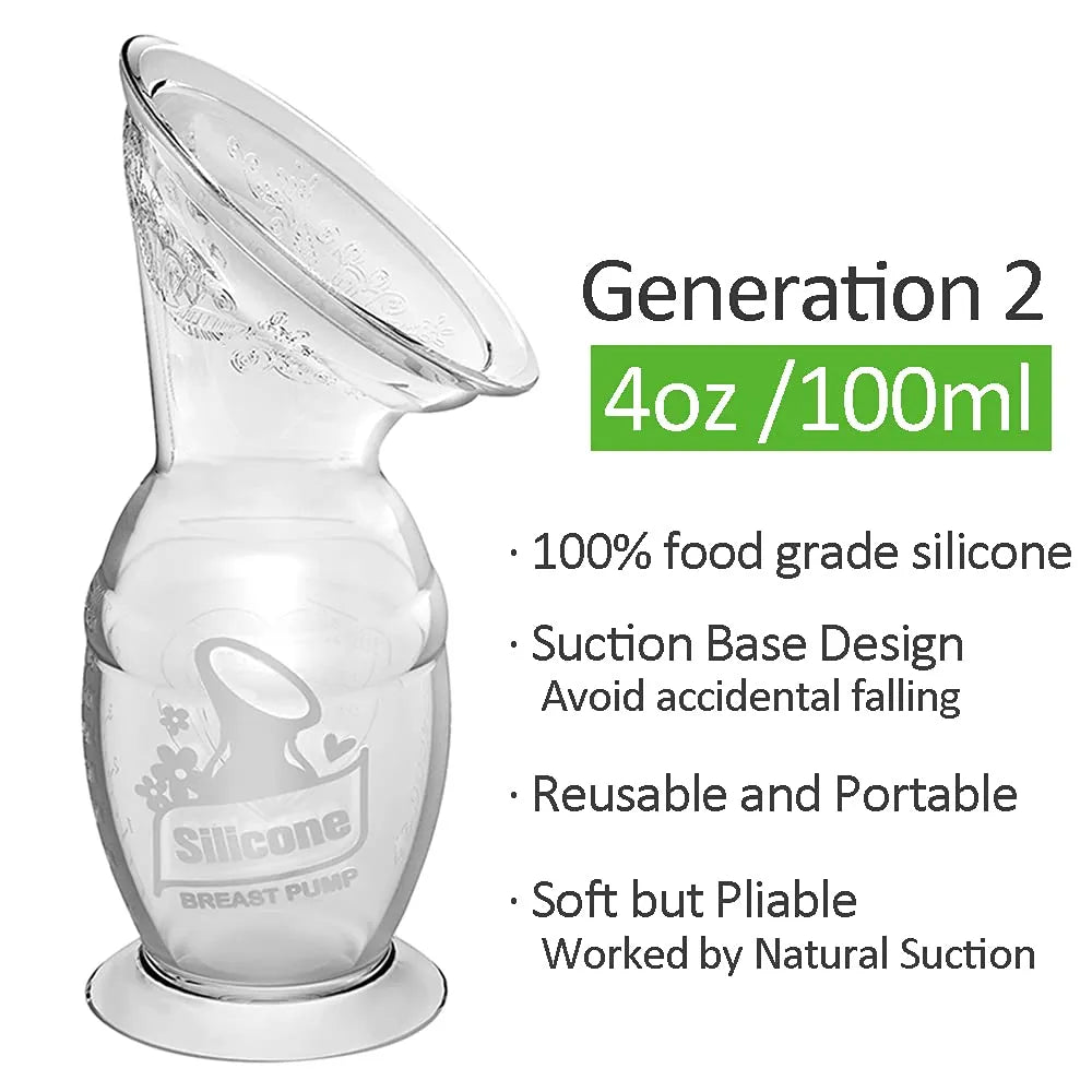 مضخة حليب الثدي من سيليكون من هاكا مع قاعدة شفط وغطاء من السيليكون (100ml)