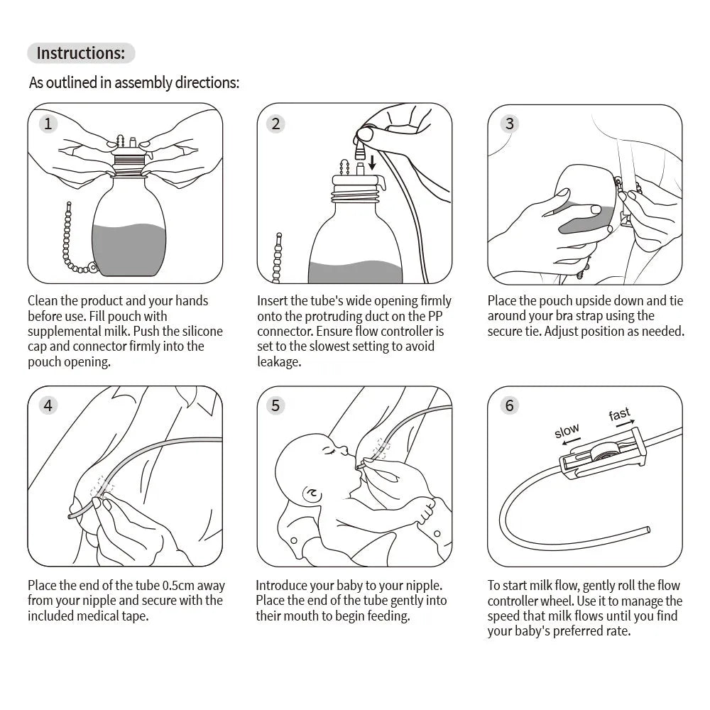 Haakaa Supplemental Feeding Tube & Pouch Set (with Exra 4 Replacement Tubes)