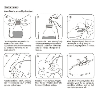 Haakaa Supplemental Feeding Tube & Pouch Set (with Exra 4 Replacement Tubes)