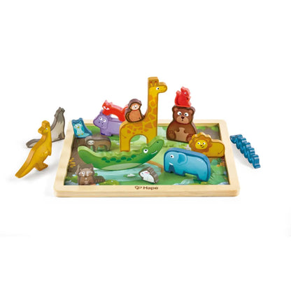 Hape - Personalized 2-in-1 3D Animal Kingdom Jigsaw Puzzle - 22 Pc Set - Multicolour